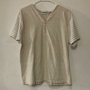 Cristin Stevens Sport sz Med Oatmeal Cotton short Sleeve Top